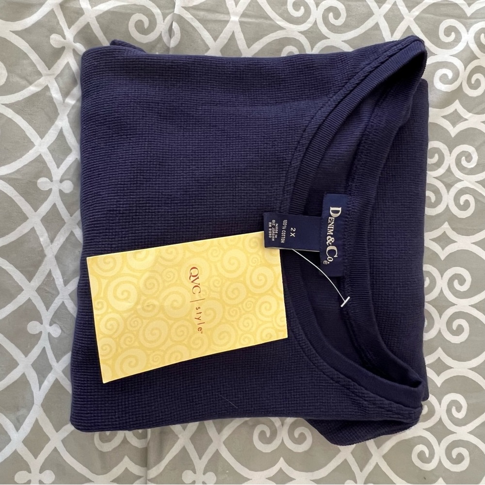 Denim & Co. waffle knit long sleeve crew neck tunic - Picture 7 of 9